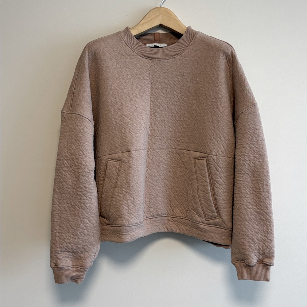Lunya pink pima cotton oversized sweater sz xs/s preowned